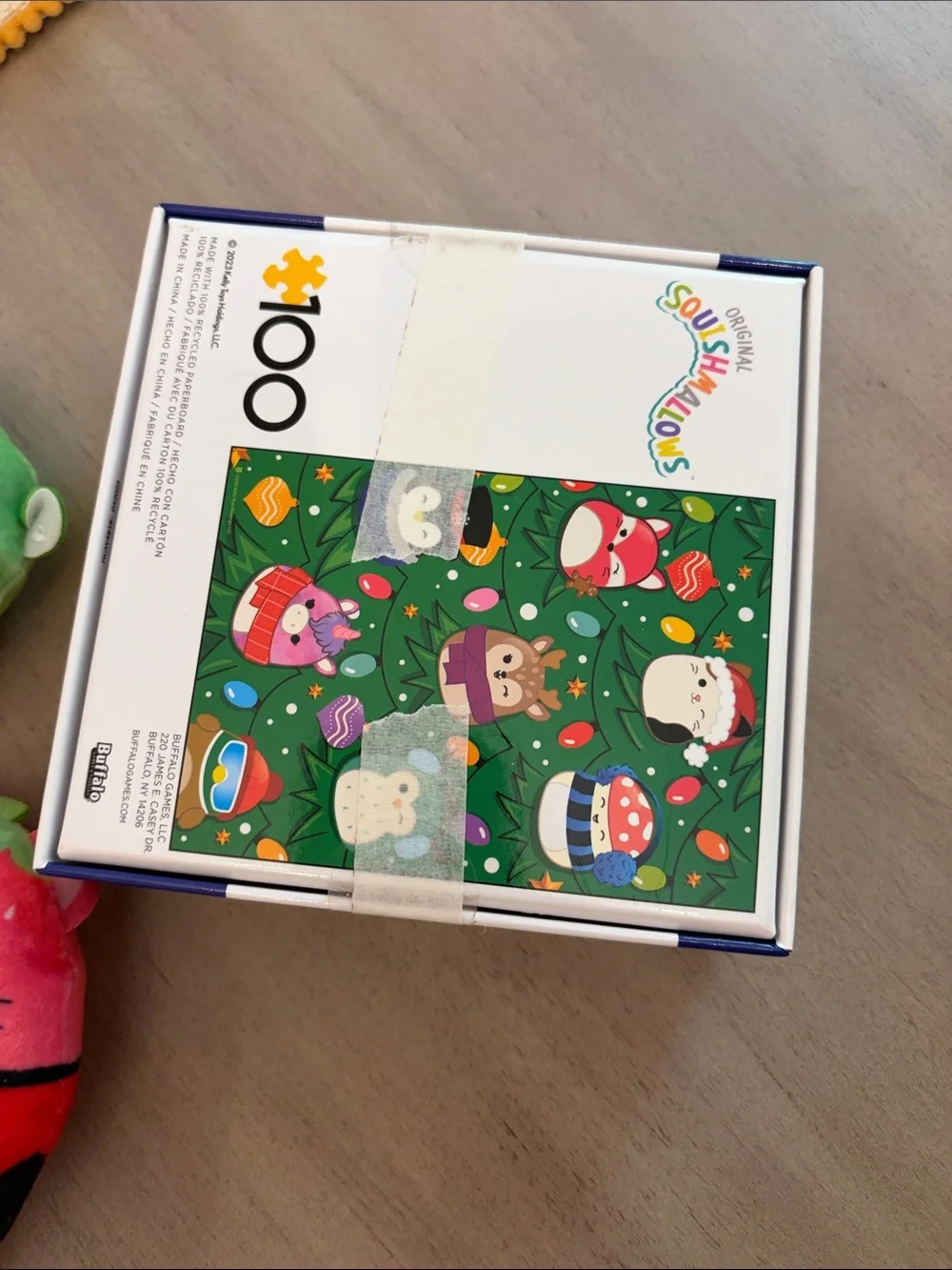 Squishmallows Red & Green Holiday Plush Pair and puzzle